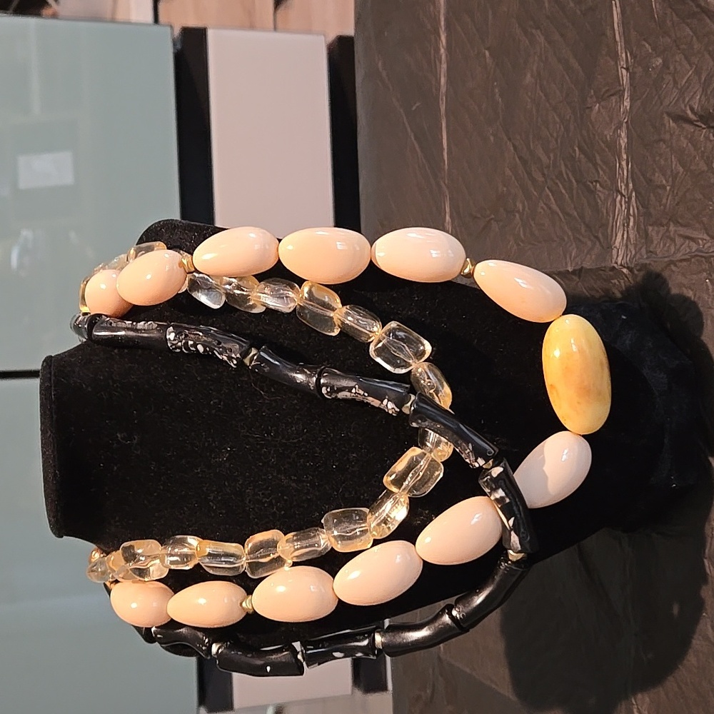 3 strand large bead necklace